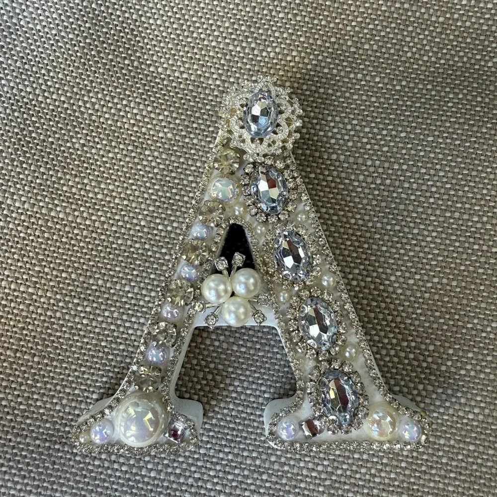 Custom Rhinestone Letter Decor‎ Sparkly Wall or Table Initials, Handmade Crystal